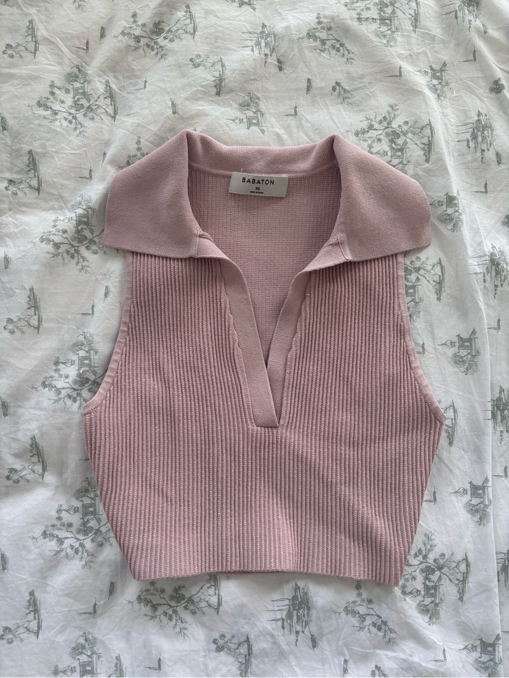 BABATON Dusty Pink Sculpt Polo Knit Tank